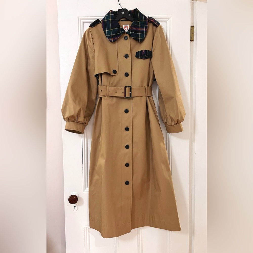 New w/tags SHRIMPS Dexter Trench Coat with Plaid Details - Sz. UK 8/ USA 4 - Picture 6 of 13